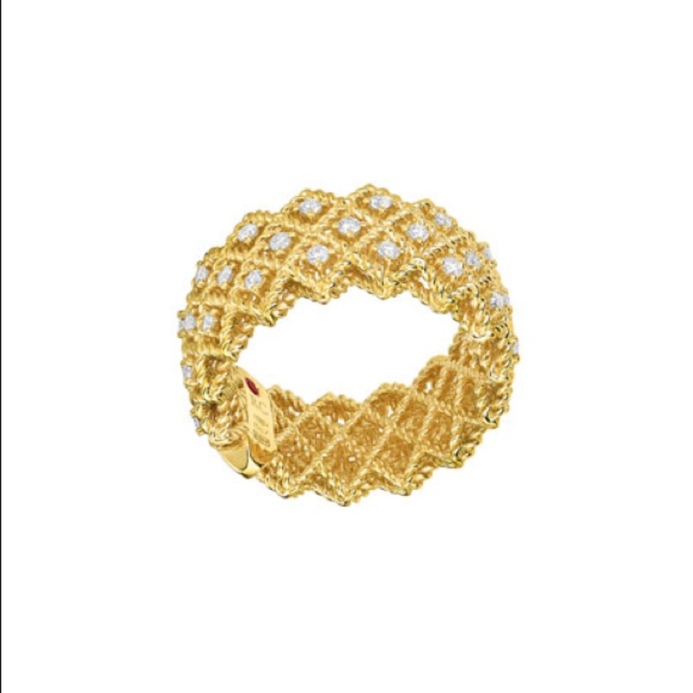 Roberto Coin 18K Yellow Gold Roman Barocco Three Row Ring With Diamonds ($4300)